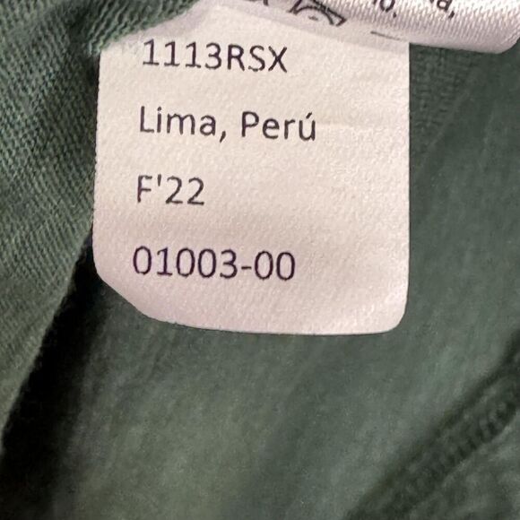 Nation LTD Shirt Womens Small Green Pima Cotton Long Sleeve Puff Sleeve Crewneck - Picture 7 of 7